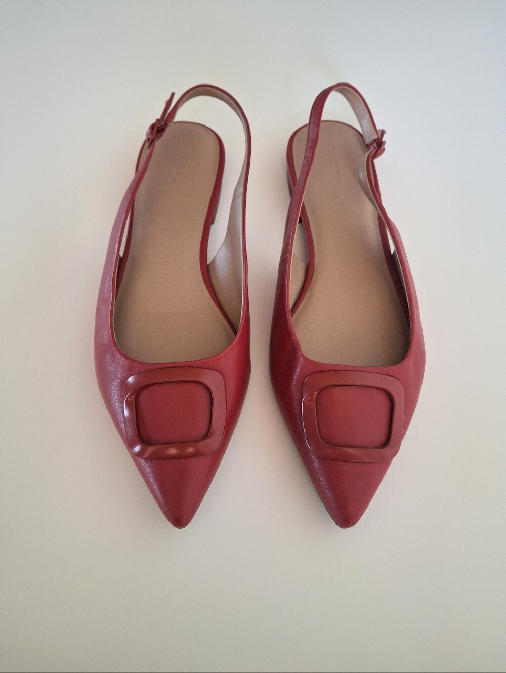 NORDSTROM "Becca" Pointed Toe Leather Slingback Flat in Red - Size 10